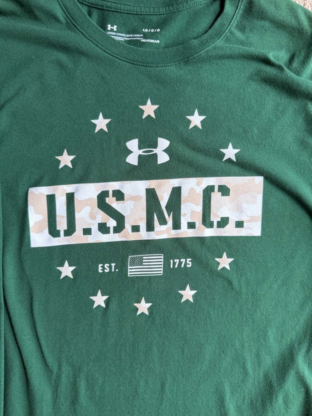 Under Armour Long Sleeve Performance U.S.M.C. Graphic Tee - Forest Green - Picture 3 of 4